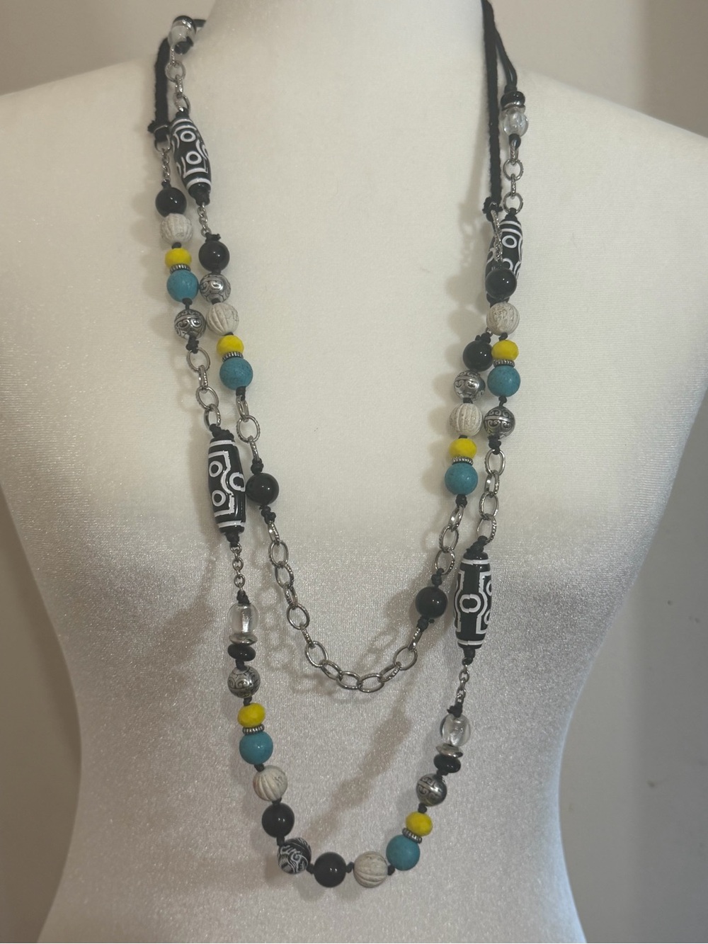 Ruby Red Y2K Multi-Strand Beaded Necklace  boHo tribal mixed media